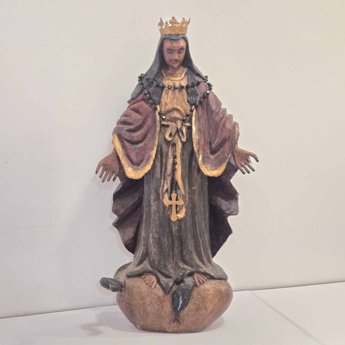 Vintage Carved Wood Virgin Mary Statue (1 of 10)