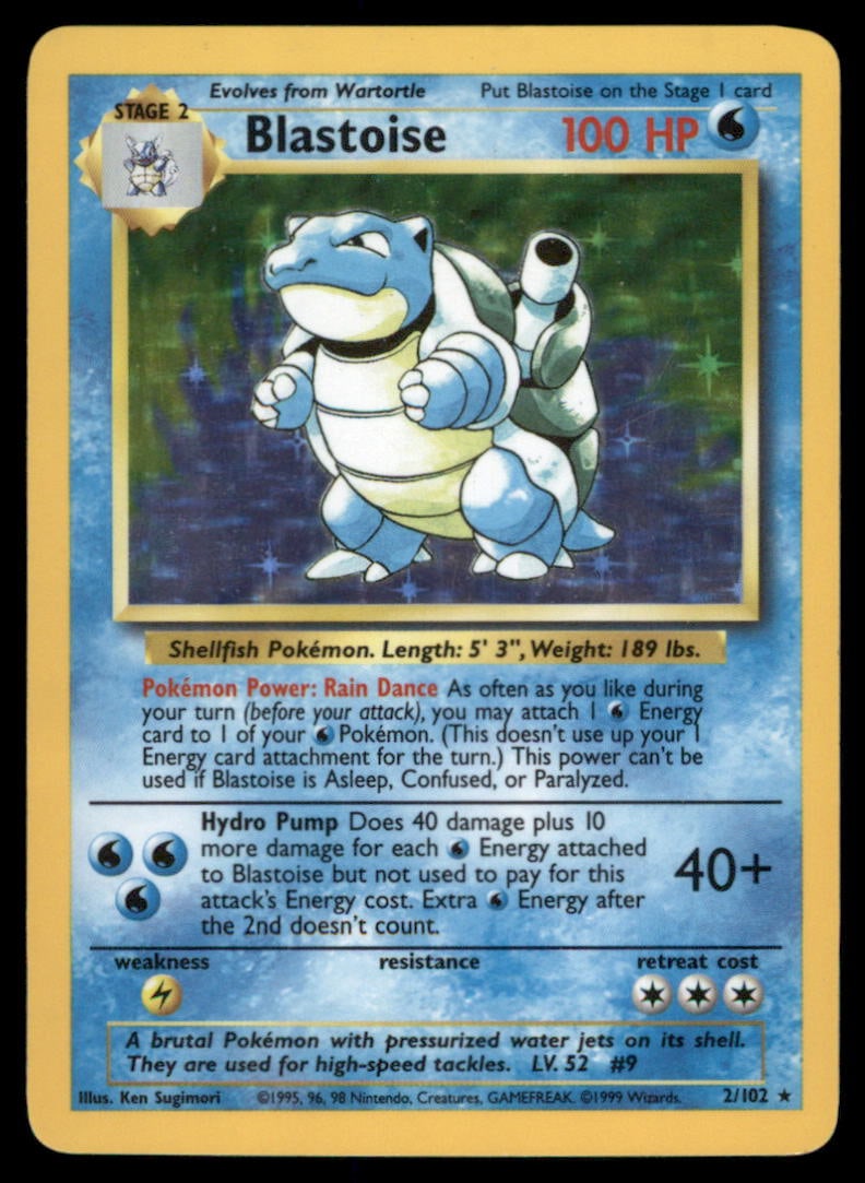 Blastoise Base Set #002/102 Holo Pokemon Card (1 of 2)
