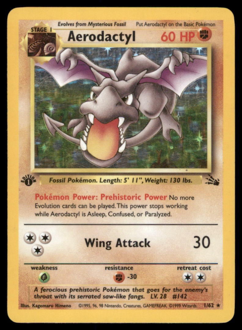 Aerodactyl 1st Ed. Fossil #01/62 Holo Pokemon Card: We offer combined shipping on multiple items. Buyers may also arrange their own shipping. LiveShipping is a separate and independent option for shipping that is NOT a part of the auction house or thei