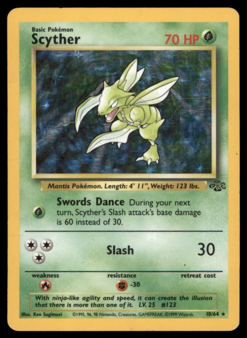Scyther (10) Jungle #10/64 Holo Pokemon Card (1 of 2)
