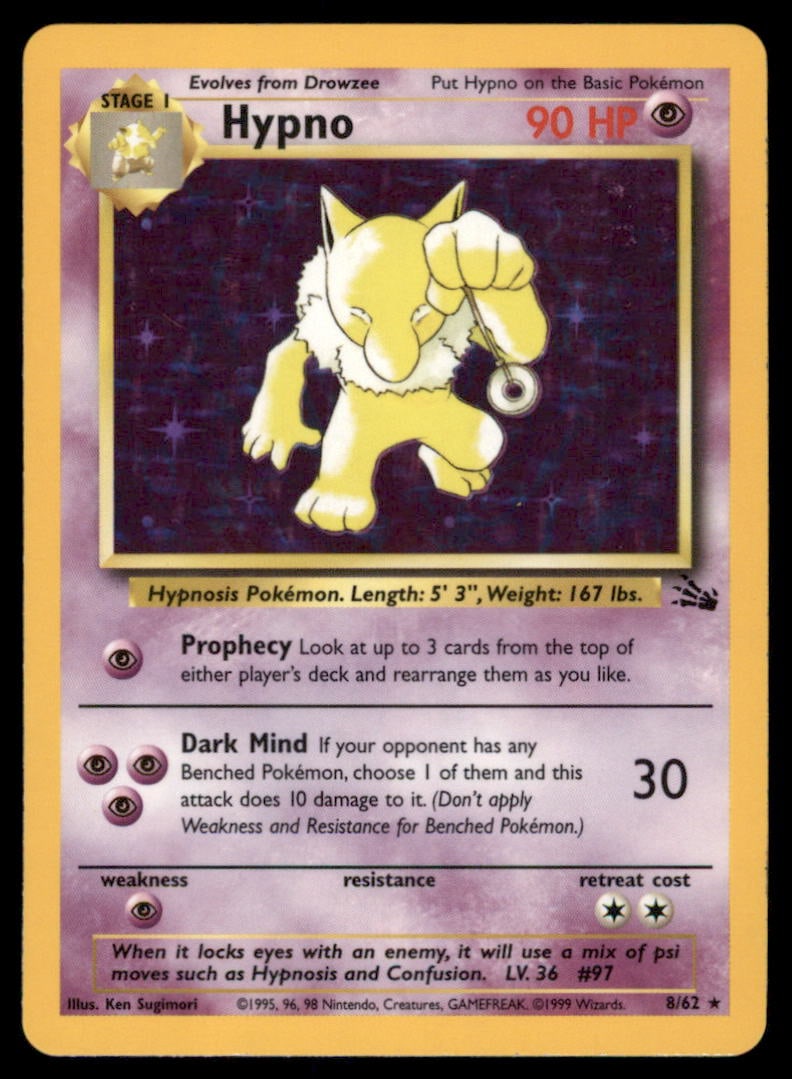 Hypno (8) Fossil #08/62 Holo Pokemon Card (1 of 2)