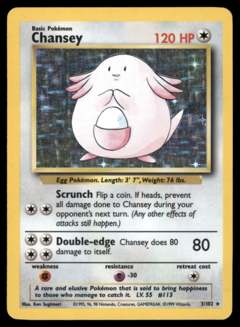 Chansey Base Set #003/102 Holo Pokemon Card (1 of 2)