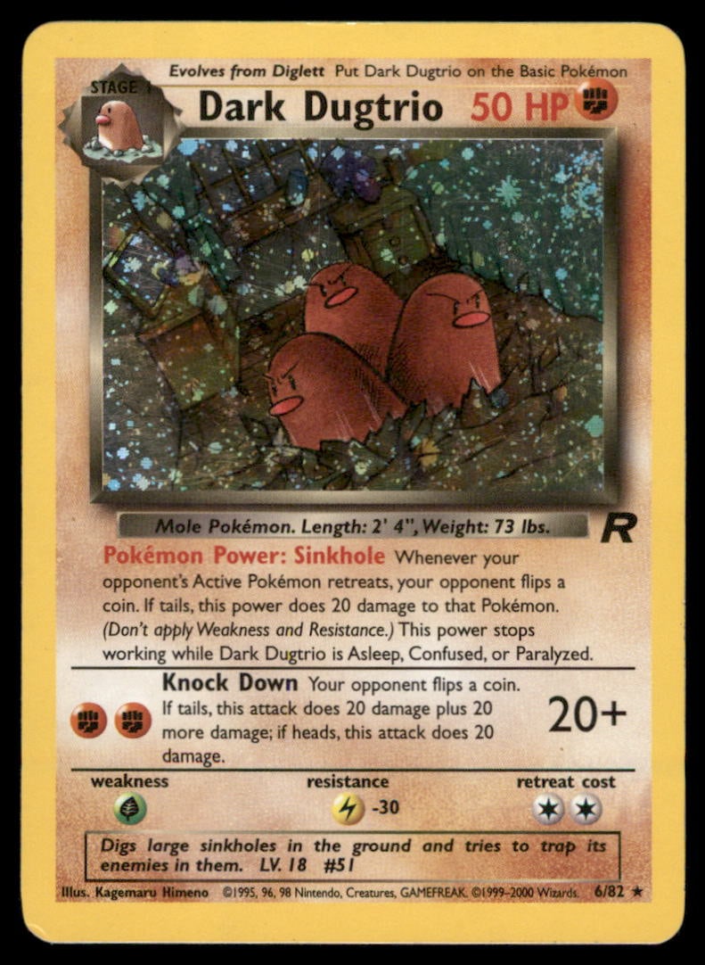 Dark Dugtrio (6) Team Rocket #06/82 Holo Pokemon Card (1 of 2)