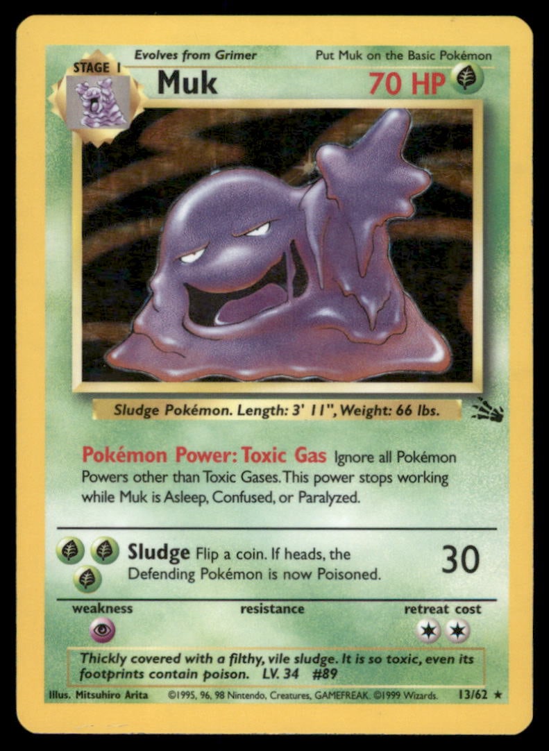 Muk (13) Fossil #13/62 Holo Pokemon Card (1 of 2)