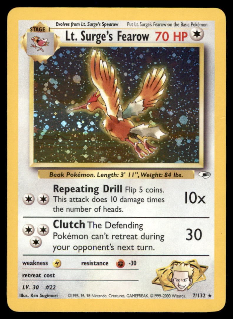 Lt. Surge's Fearow Gym Heroes #007/132 Holo Pokemon Card (1 of 2)