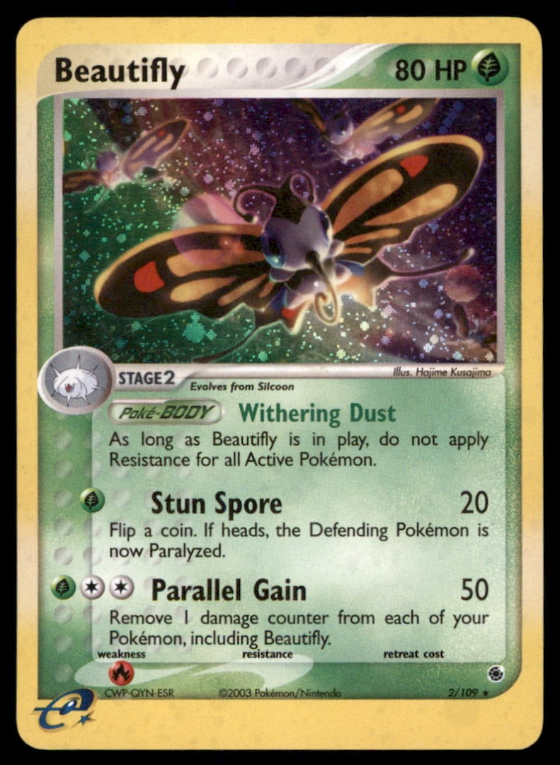 Beautifly Ruby and Sapphire #2/109 Holo Pokemon Card (1 of 2)