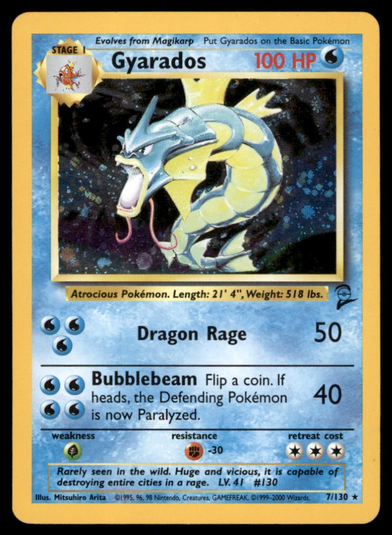 Gyarados Base Set 2 #007/130 Holo Pokemon Card (1 of 2)