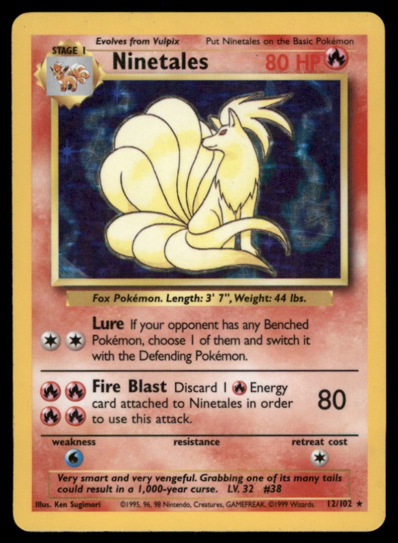 Ninetales Base Set #012/102 Holo Pokemon Card (1 of 2)