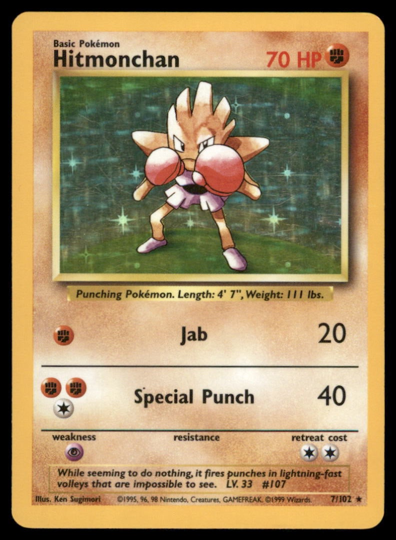 Hitmonchan Base Set #007/102 Holo Pokemon Card (1 of 2)