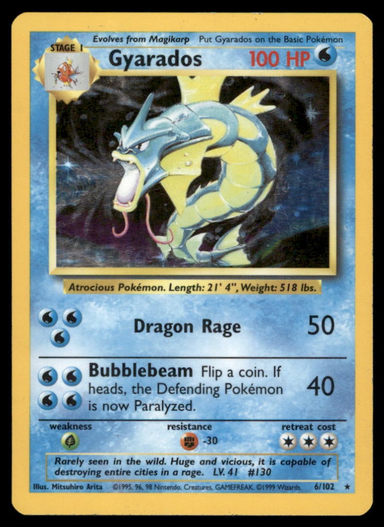 Gyarados Base Set #006/102 Holo Pokemon Card (1 of 2)