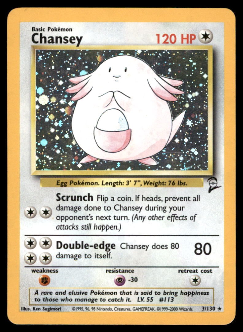 Chansey Base Set 2 #003/130 Holo Pokemon Card (1 of 2)