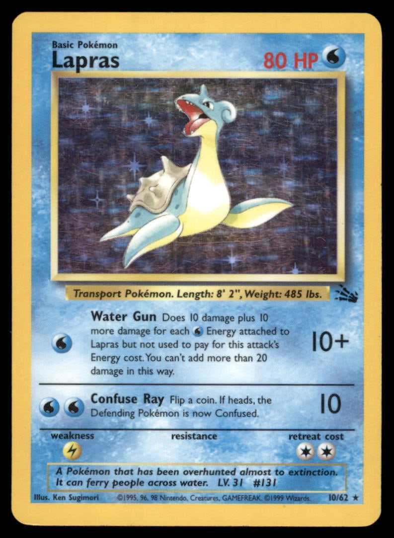 Lapras (10) Fossil #10/62 Holo Pokemon Card (1 of 2)