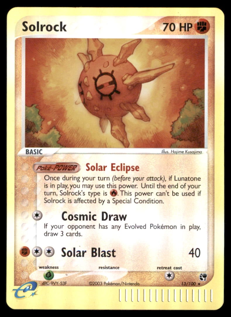 Solrock Sandstorm #13/100 Holo Pokemon Card: We offer combined shipping on multiple items. Buyers may also arrange their own shipping. LiveShipping is a separate and independent option for shipping that is NOT a part of the auction house or thei