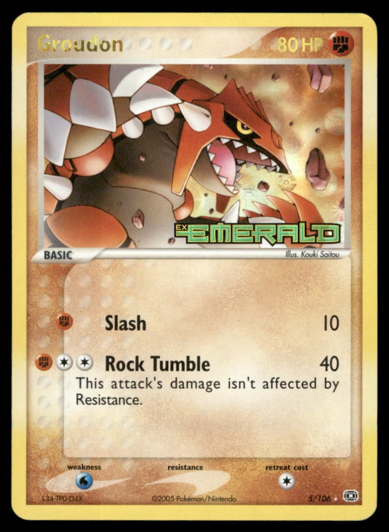 Groudon Emerald #5/106 Holo Pokemon Card: We offer combined shipping on multiple items. Buyers may also arrange their own shipping. LiveShipping is a separate and independent option for shipping that is NOT a part of the auction house or thei