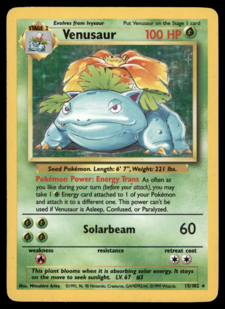 Venusaur Base Set #015/102 Holo Pokemon Card (1 of 2)
