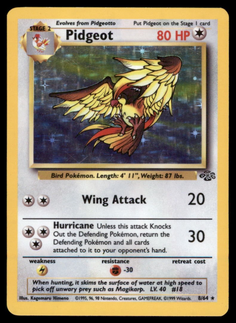 Pidgeot (8) Jungle #08/64 Holo Pokemon Card (1 of 2)