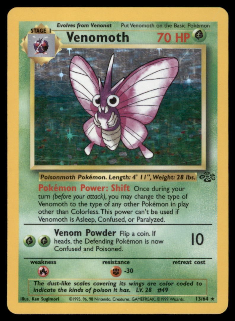 Venomoth (13) Jungle #13/64 Holo Pokemon Card: We offer combined shipping on multiple items. Buyers may also arrange their own shipping. LiveShipping is a separate and independent option for shipping that is NOT a part of the auction house or thei