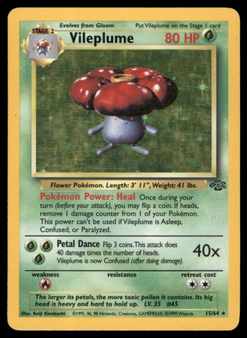 Vileplume (15) Jungle #15/64 Holo Pokemon Card (1 of 2)