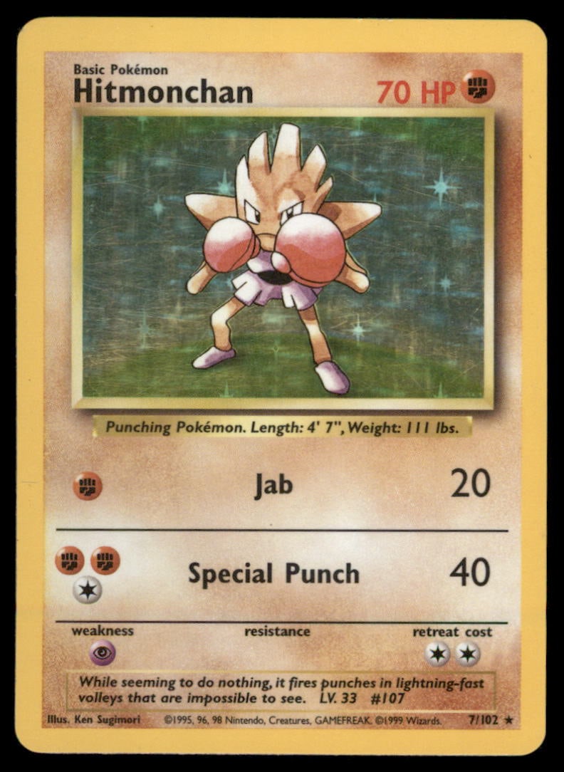 Hitmonchan Base Set #007/102 Holo Pokemon Card: We offer combined shipping on multiple items. Buyers may also arrange their own shipping. LiveShipping is a separate and independent option for shipping that is NOT a part of the auction house or thei