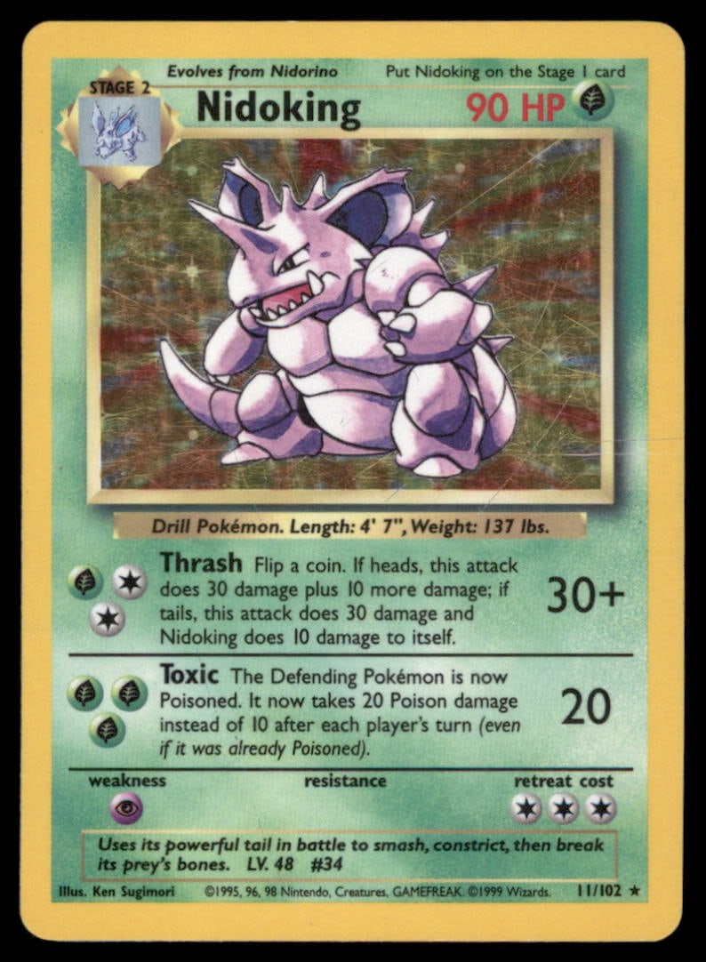 Nidoking Base Set #011/102 Holo Pokemon Card (1 of 2)
