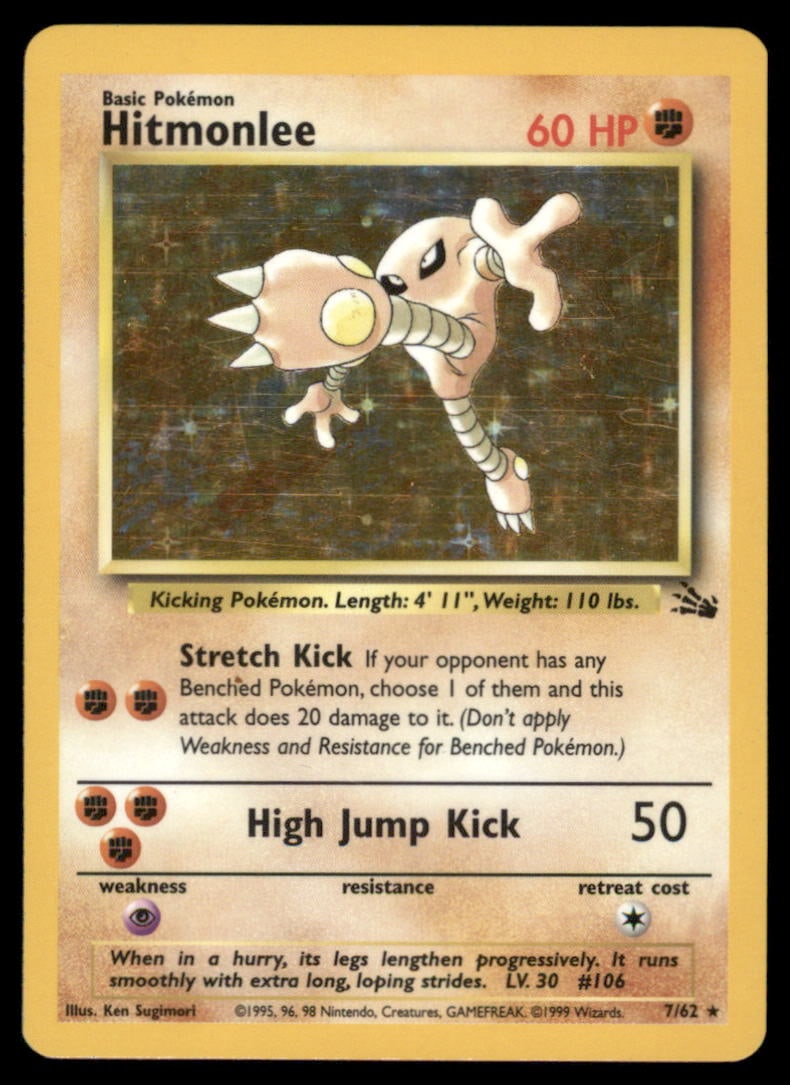 Hitmonlee (7) Fossil #07/62 Holo Pokemon Card (1 of 2)