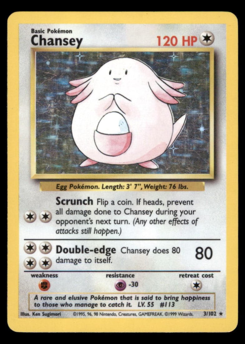 Chansey Base Set #003/102 Holo Pokemon Card (1 of 2)