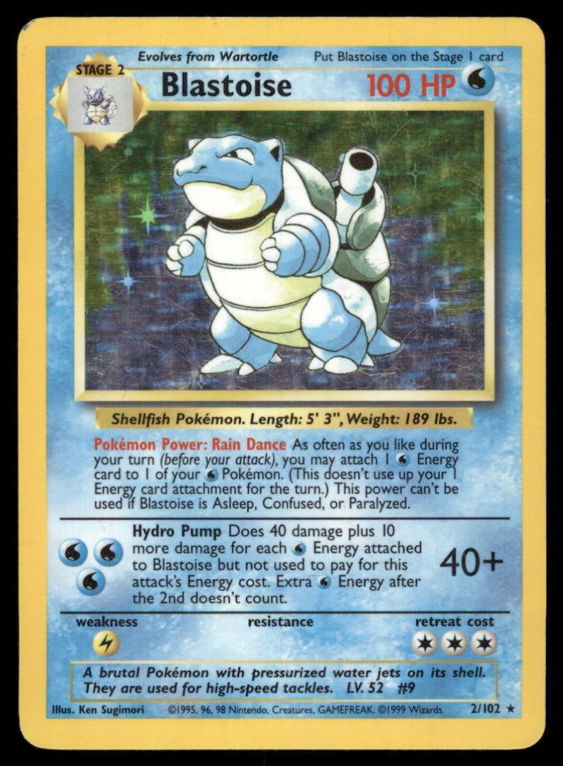 Blastoise Base Set #002/102 Holo Pokemon Card (1 of 2)