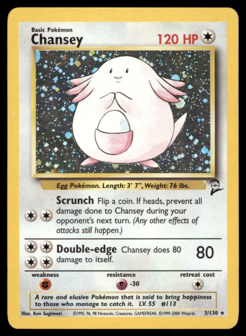 Chansey Base Set 2 #003/130 Holo Pokemon Card (1 of 2)