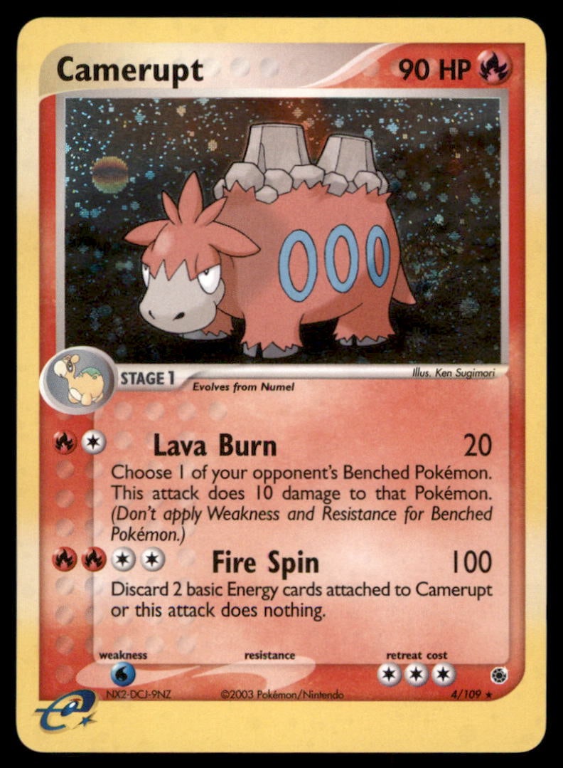 Camerupt Ruby and Sapphire #4/109 Holo Pokemon Card: We offer combined shipping on multiple items. Buyers may also arrange their own shipping. LiveShipping is a separate and independent option for shipping that is NOT a part of the auction house or thei