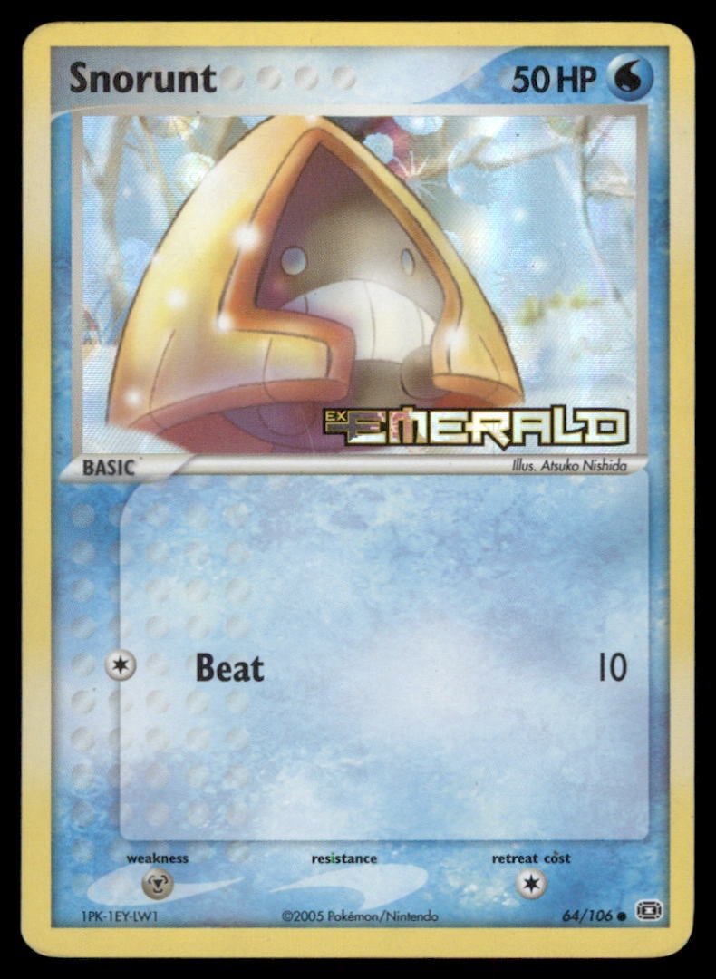 Snorunt Emerald #64/106 Holo Pokemon Card: We offer combined shipping on multiple items. Buyers may also arrange their own shipping. LiveShipping is a separate and independent option for shipping that is NOT a part of the auction house or thei