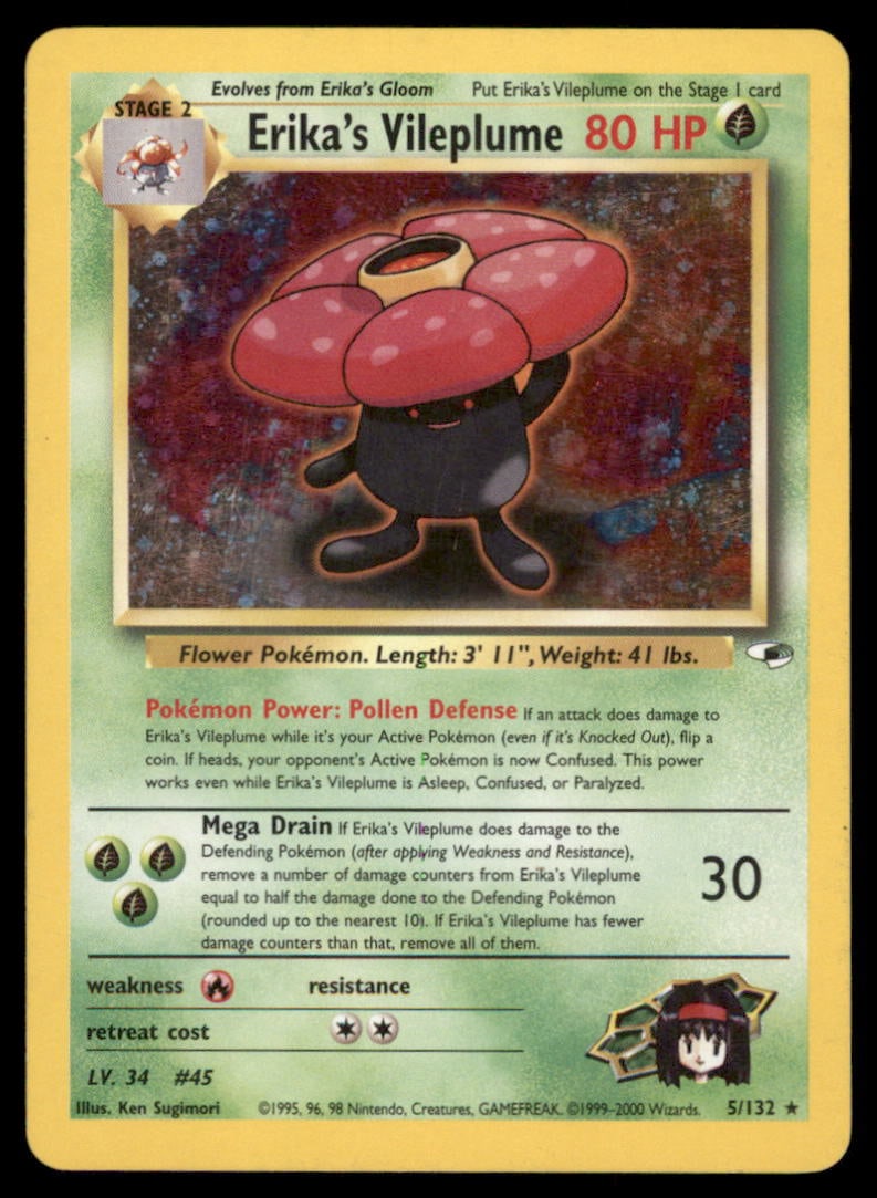 Erika's Vileplume Gym Heroes #005/132 Holo Pokemon Card (1 of 2)