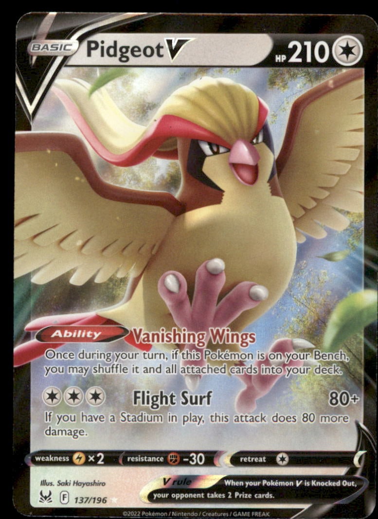 Pidgeot V SWSH11: Lost Origin #137/196 Holo Pokemon Card (1 of 2)