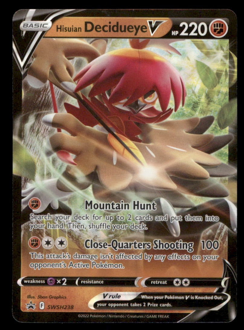 Hisuian Decidueye V SWSH: Sword & Shield Promo Cards #SWSH238 Holo Pokemon Card: We offer combined shipping on multiple items. Buyers may also arrange their own shipping. LiveShipping is a separate and independent option for shipping that is NOT a part of the auction house or thei