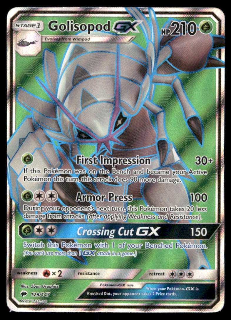 Golisopod GX (Full Art) SM - Burning Shadows #129/147 Holo Pokemon Card: We offer combined shipping on multiple items. Buyers may also arrange their own shipping. LiveShipping is a separate and independent option for shipping that is NOT a part of the auction house or thei