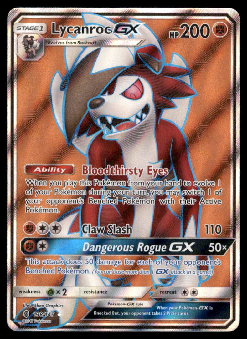 Lycanroc GX (Full Art) SM - Guardians Rising #138/145 Holo Pokemon Card (1 of 2)