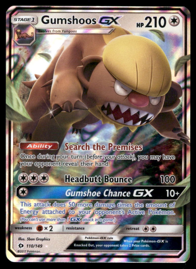 Gumshoos GX SM Base Set #110/149 Holo Pokemon Card (1 of 2)