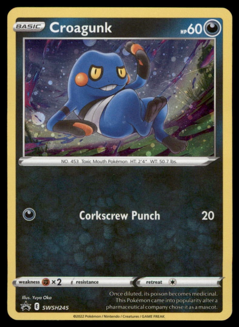 Croagunk SWSH: Sword & Shield Promo Cards #SWSH245 Holo Pokemon Card: We offer combined shipping on multiple items. Buyers may also arrange their own shipping. LiveShipping is a separate and independent option for shipping that is NOT a part of the auction house or thei