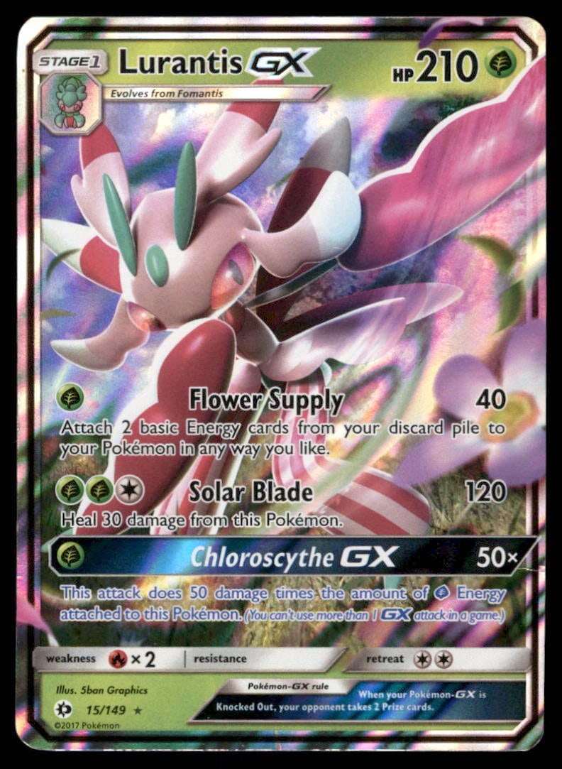 Lurantis GX SM Base Set #15/149 Holo Pokemon Card (1 of 2)