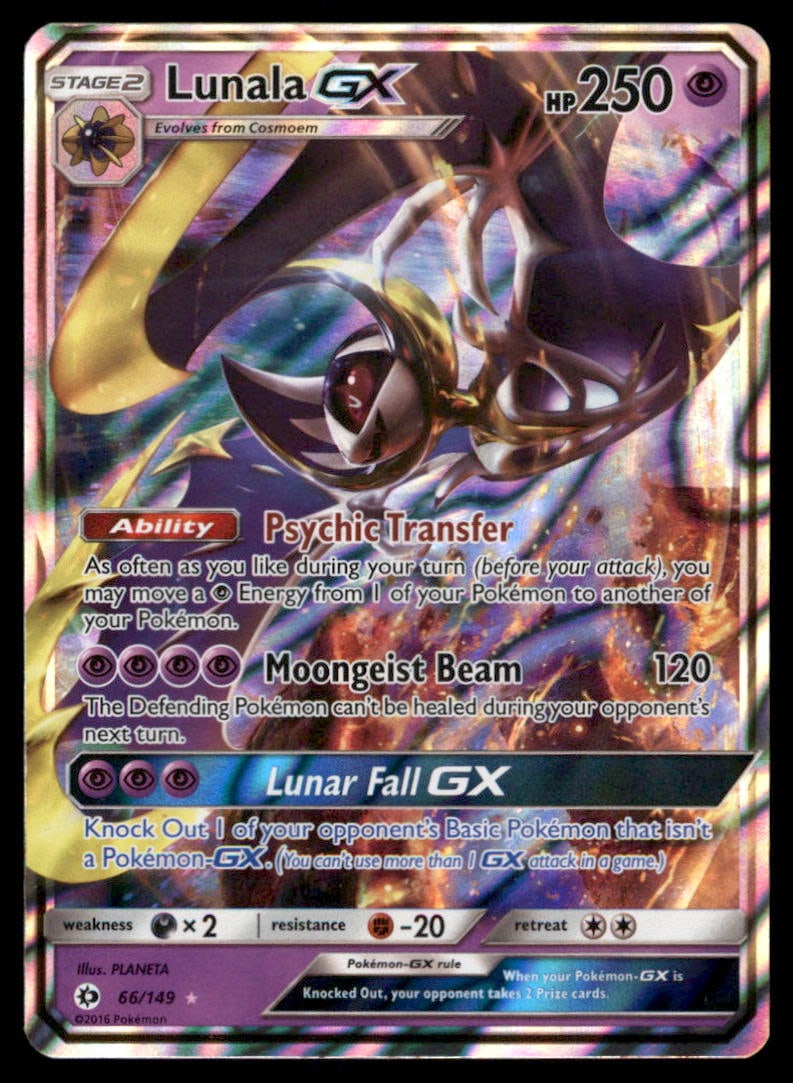 Lunala GX SM Base Set #66/149 Holo Pokemon Card (1 of 2)