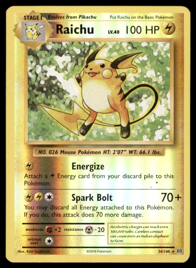 Raichu XY - Evolutions #36/108 Holo Pokemon Card (1 of 2)