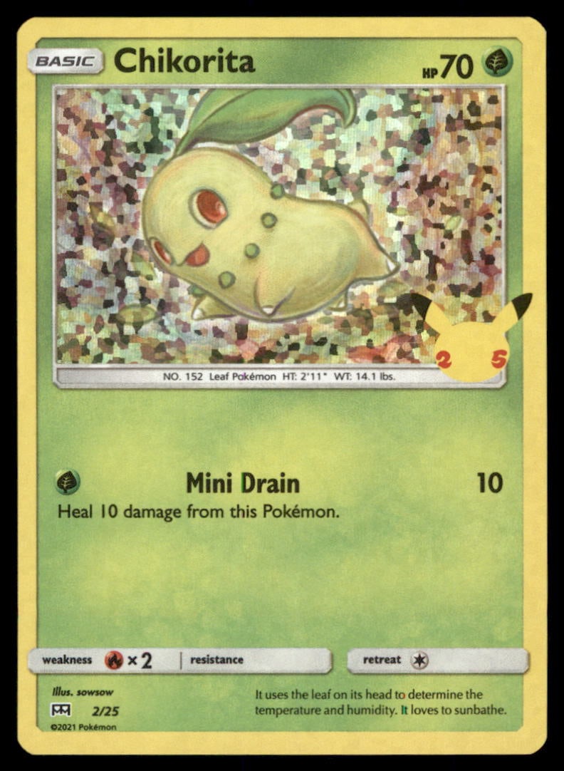 Chikorita McDonald's 25th Anniversary Promos #002/025 Holo Pokemon Card (1 of 2)