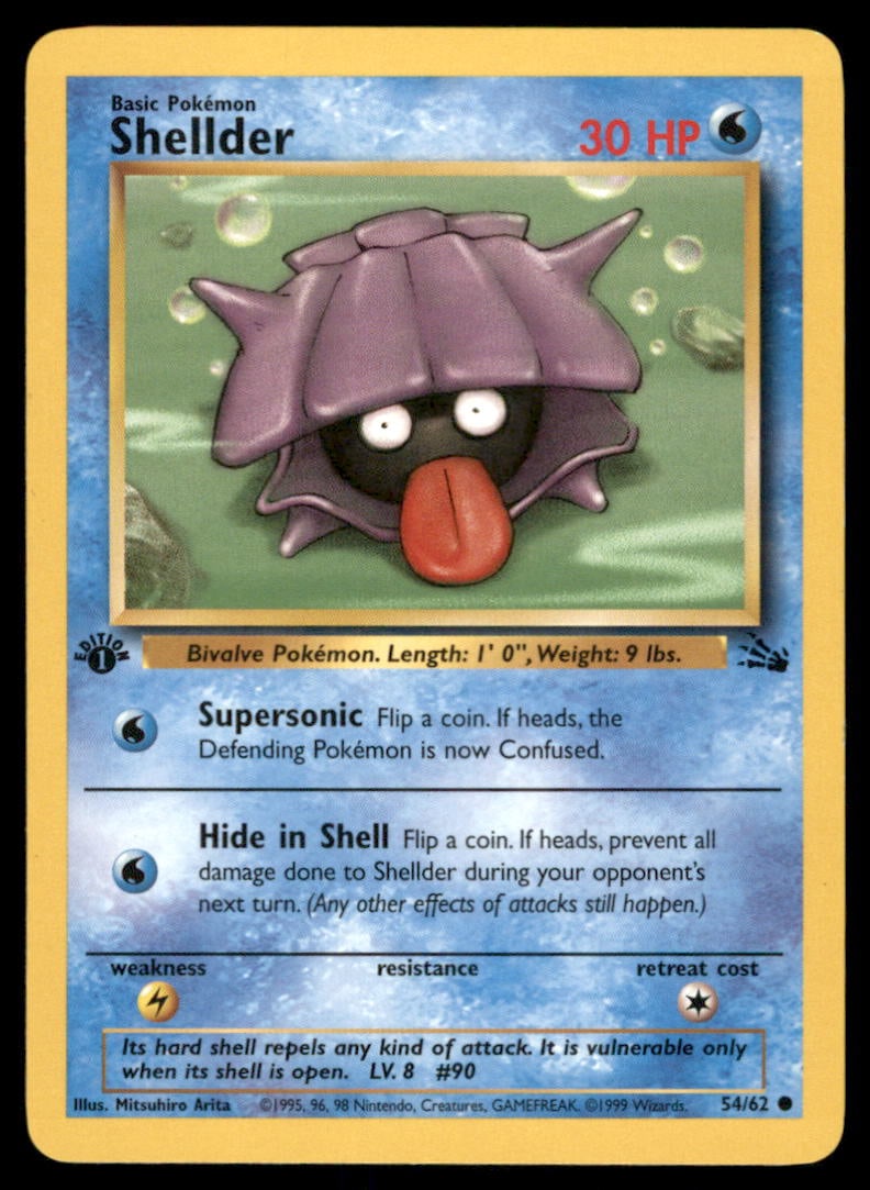 Shellder Fossil #54/62 1st. ED. Pokemon Card (1 of 2)
