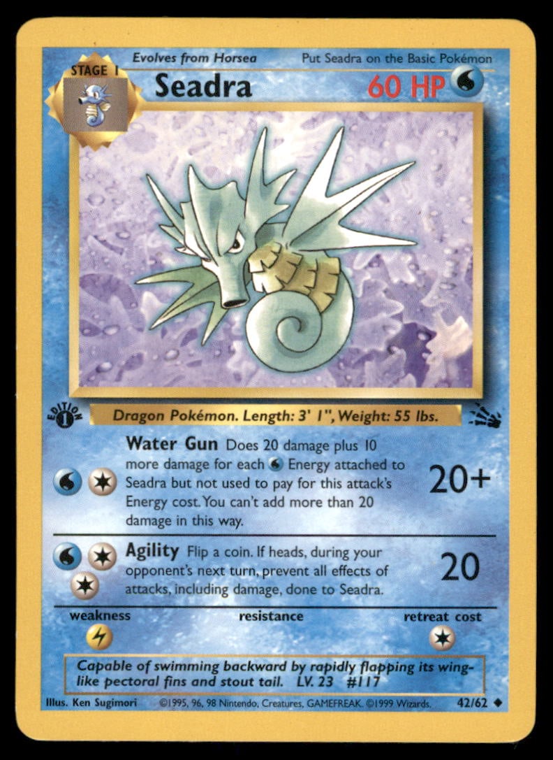 Seadra Fossil #42/62 1st. ED. Pokemon Card (1 of 2)