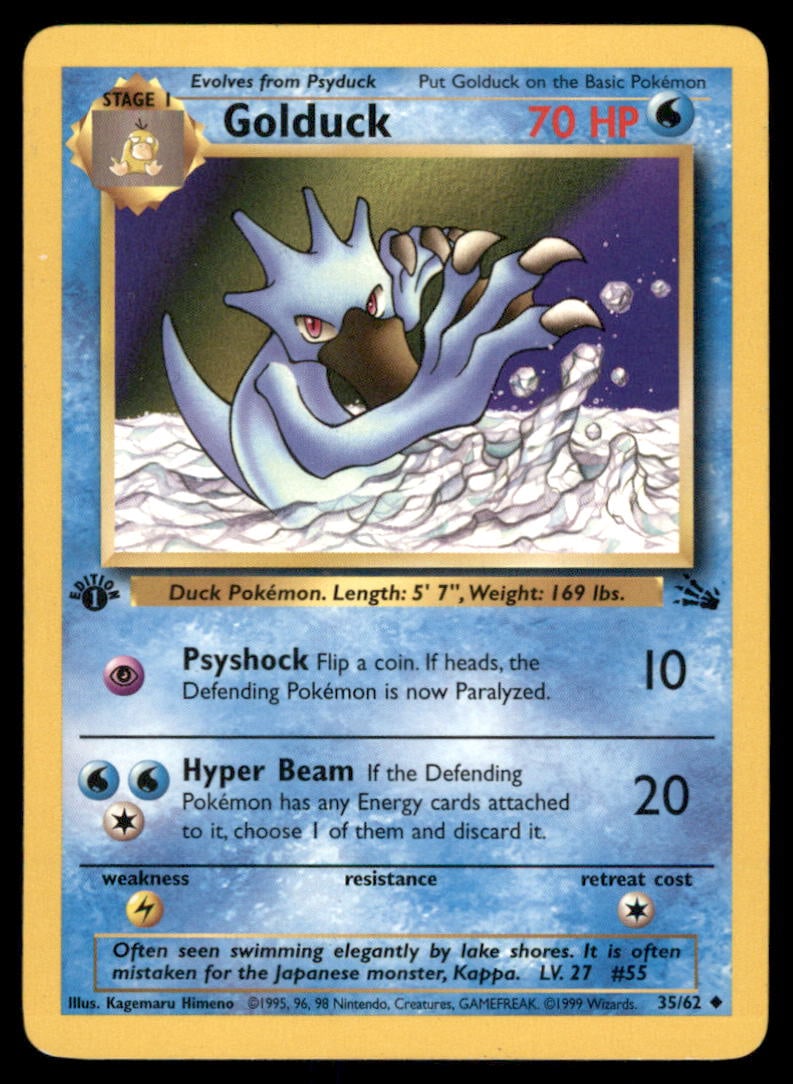 Golduck Fossil #35/62 1st. ED. Pokemon Card: We offer combined shipping on multiple items. Buyers may also arrange their own shipping. LiveShipping is a separate and independent option for shipping that is NOT a part of the auction house or thei