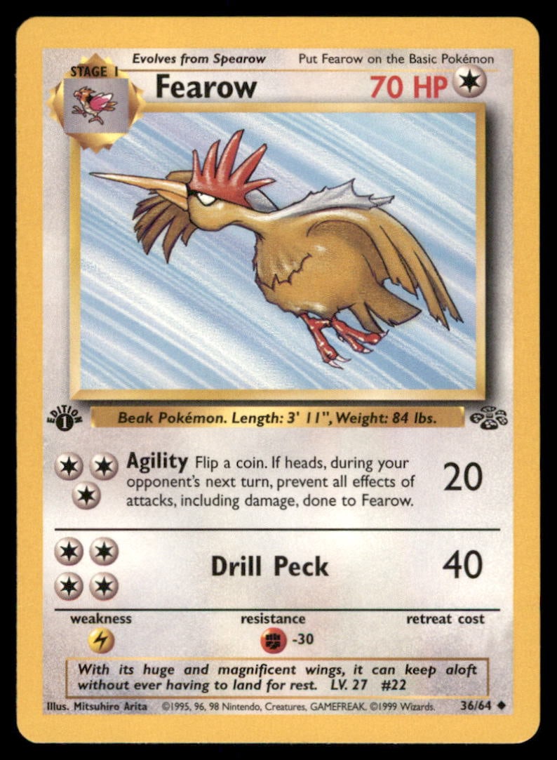 Fearow Pokemon Jungle # 1st. ED. Pokemon Card: We offer combined shipping on multiple items. Buyers may also arrange their own shipping. LiveShipping is a separate and independent option for shipping that is NOT a part of the auction house or thei