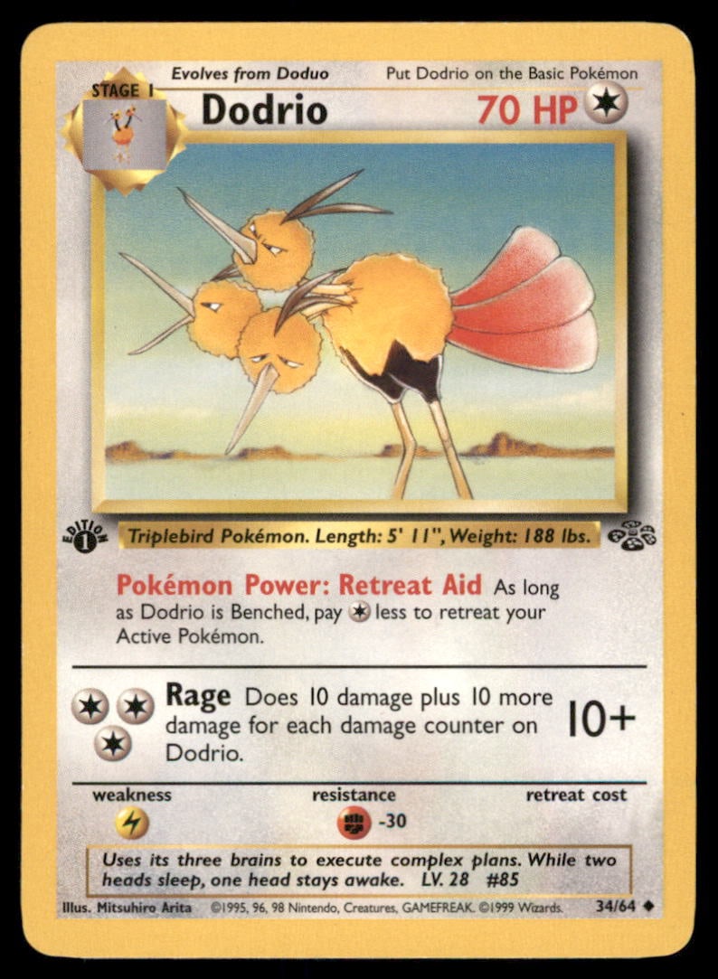 Dodrio Pokemon Jungle # 1st. ED. Pokemon Card (1 of 2)