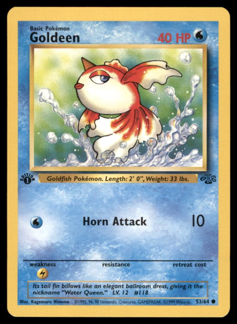 Goldeen Pokemon Jungle # 1st. ED. Pokemon Card: We offer combined shipping on multiple items. Buyers may also arrange their own shipping. LiveShipping is a separate and independent option for shipping that is NOT a part of the auction house or thei