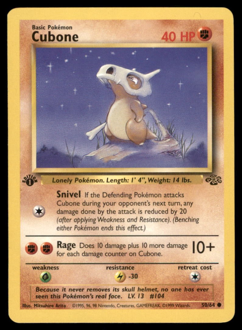 Cubone Pokemon Jungle # 1st. ED. Pokemon Card: We offer combined shipping on multiple items. Buyers may also arrange their own shipping. LiveShipping is a separate and independent option for shipping that is NOT a part of the auction house or thei