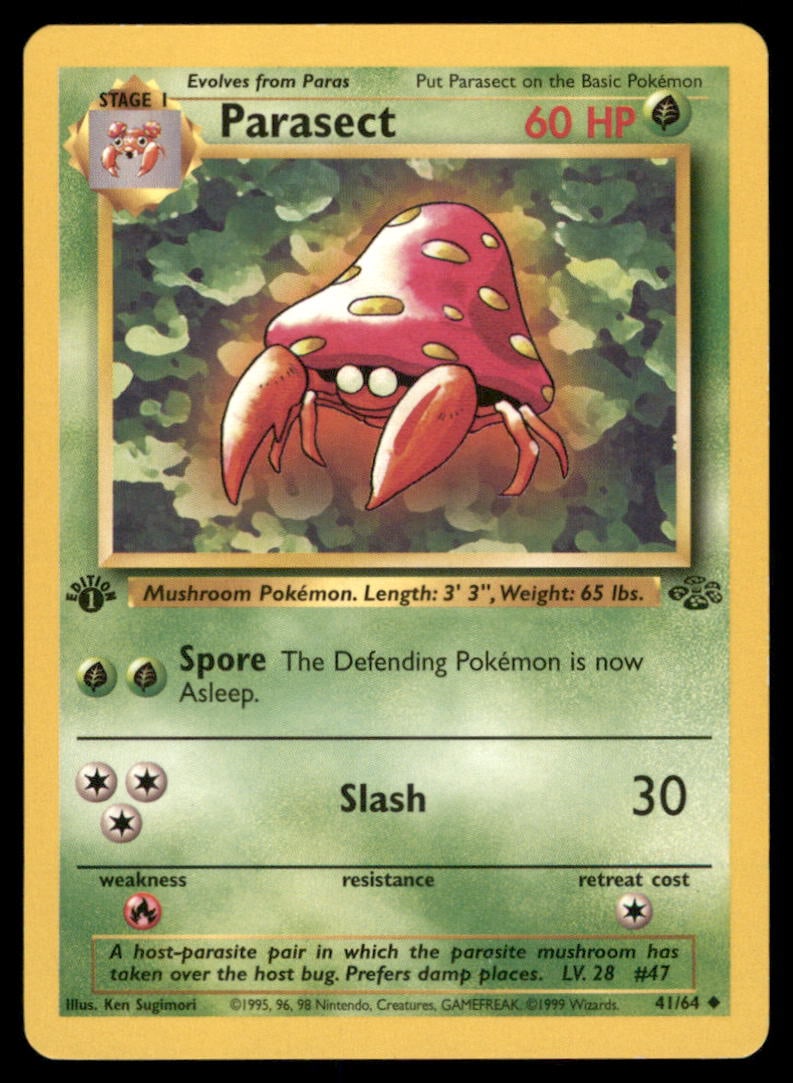 Parasect Pokemon Jungle # 1st. ED. Pokemon Card (1 of 2)
