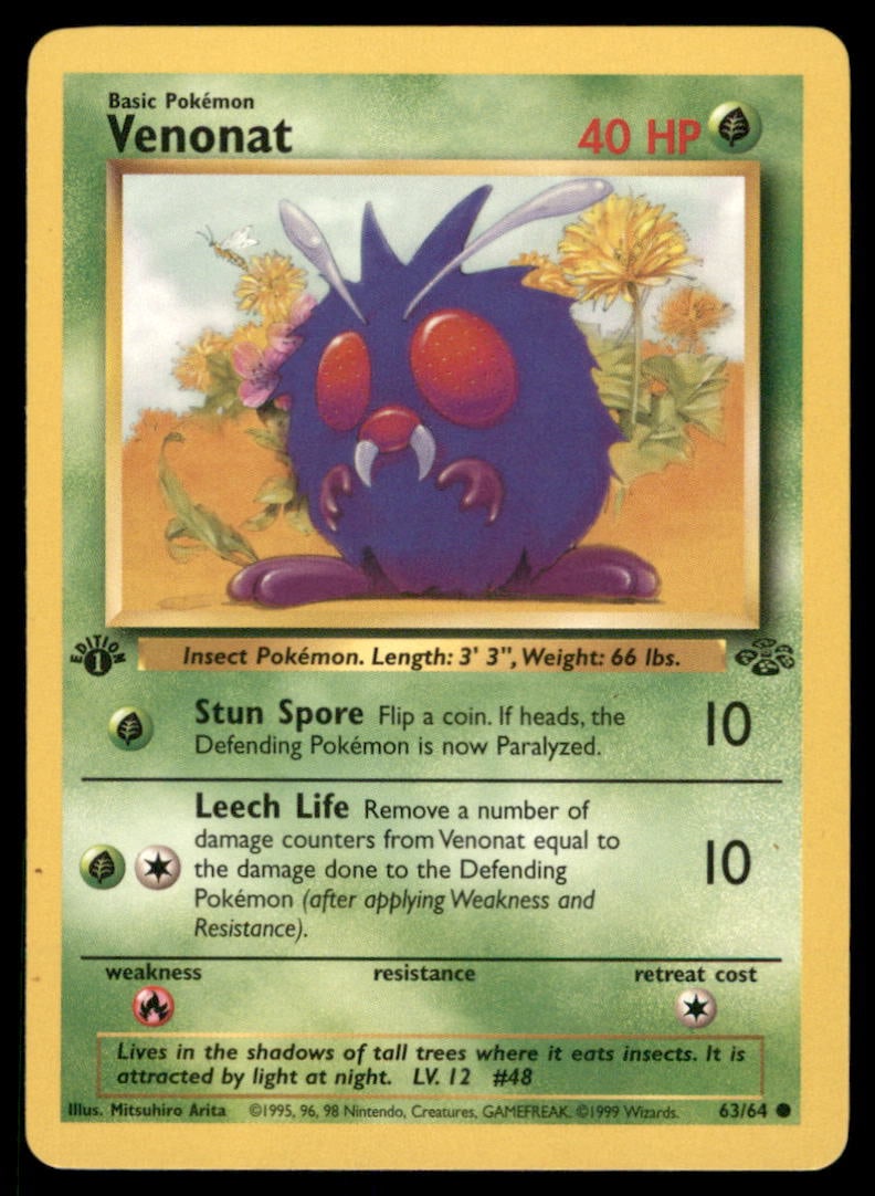 Venonat Jungle #63/64 1st. ED. Pokemon Card: We offer combined shipping on multiple items. Buyers may also arrange their own shipping. LiveShipping is a separate and independent option for shipping that is NOT a part of the auction house or thei